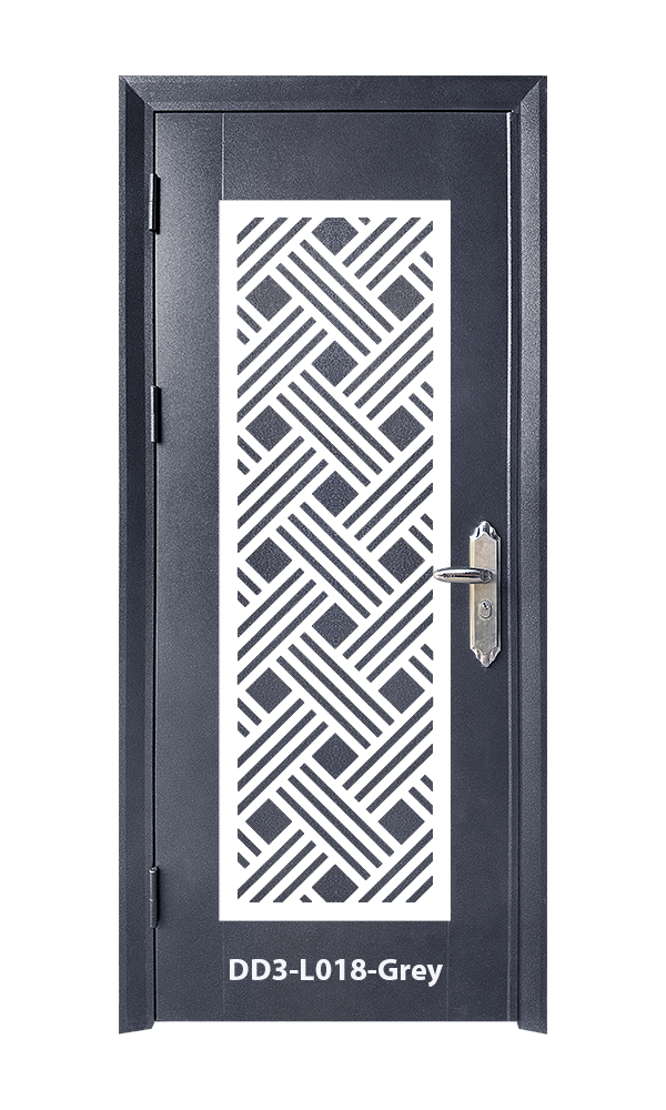 SECURITY DOOR IN DOOR 3'x7'<br> - Laser Cut Design -  DD3-L018-Grey